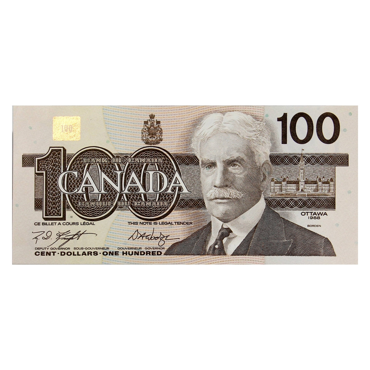 BC-60d 1988 Canada $100 Knight-Dodge, BJS, AU-UNC