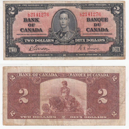 BC-22b 1937 Canada $2 Gordon-Towers, L/B, F