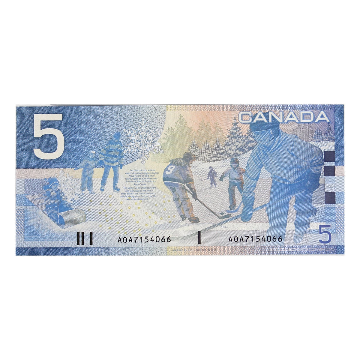 BC-62a 2001 Canada $5 Knight-Dodge, AOA, AU-UNC