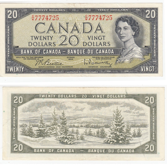 BC-41b 1954 Canada $20 Beattie-Rasminsky, C/W, VF-EF