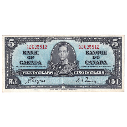 BC-23c 1937 Canada $5 Coyne-Towers, A/S, EF