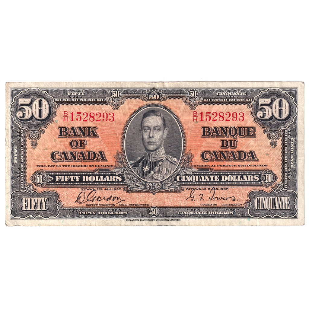 BC-26b 1937 Canada $50 Gordon-Towers, B/H, EF