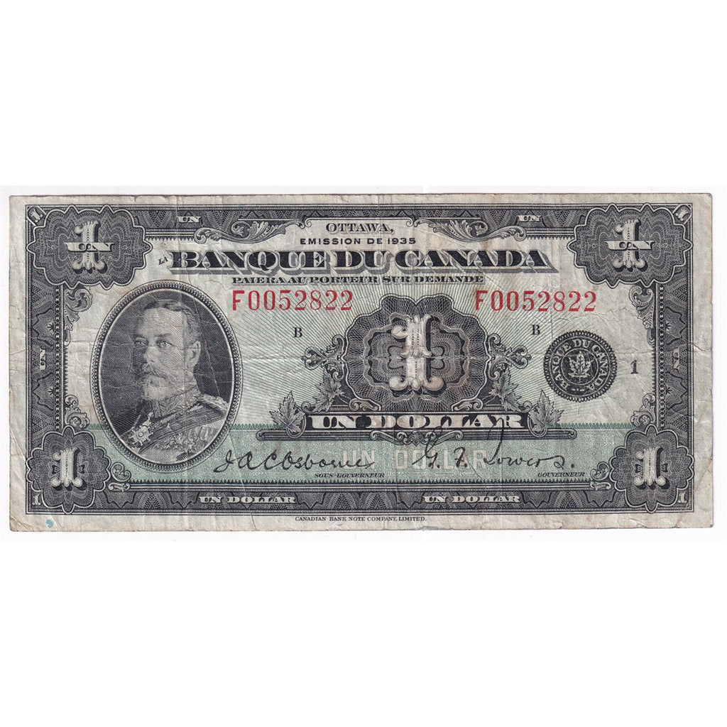 BC-2 1935 Canada $1 Osborne-Towers, French, F-VF