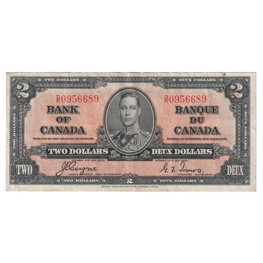 BC-22c 1937 Canada $2 Coyne-Towers, D/R, VF-EF