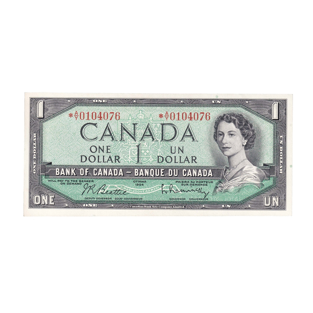 BC-37bA 1954 Canada $1 Beattie-Rasminsky, *A/Y, AU-UNC