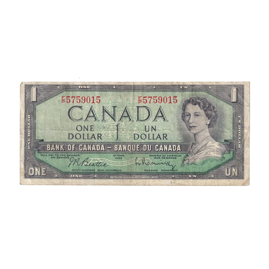 BC-37b-i 1954 Canada $1 Beattie-Rasminsky, F/P, F-VF