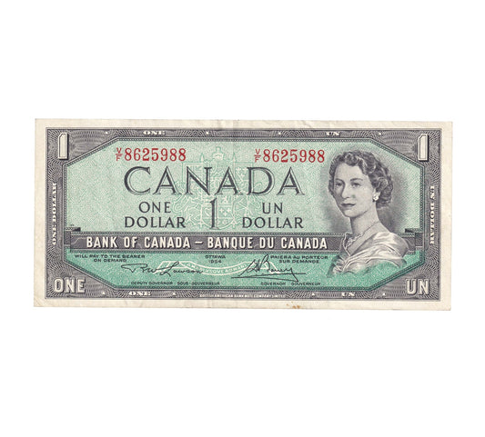 BC-37d 1954 Canada $1 Lawson-Bouey, V/F, VF-EF