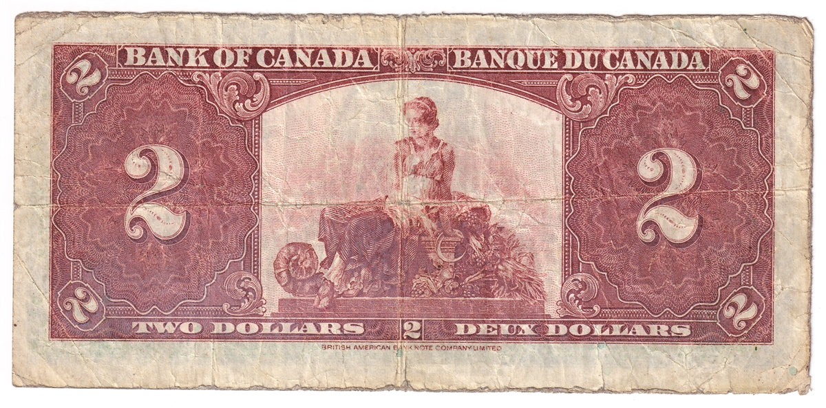 BC-22b 1937 Canada $2 Gordon-Towers, K/B, Circ