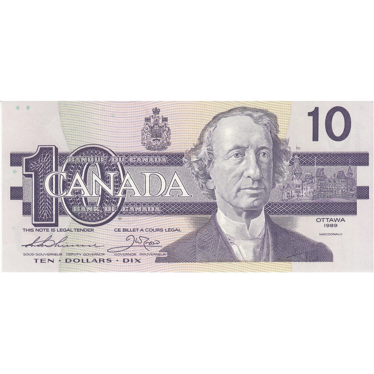 BC-57a 1989 Canada $10 Thiessen-Crow, ATD, CUNC