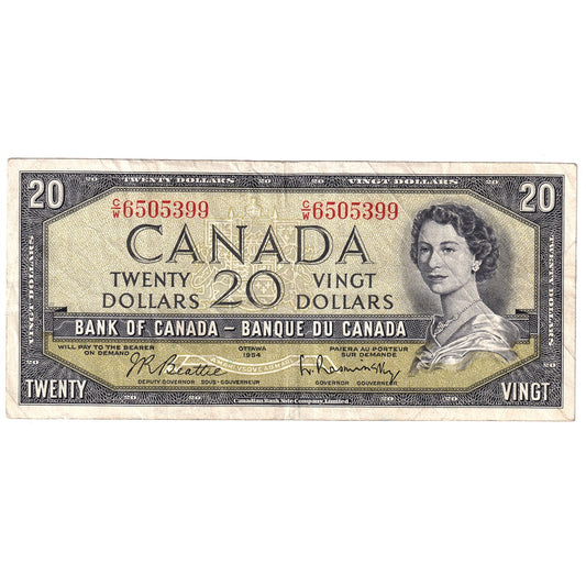 BC-41b 1954 Canada $20 Beattie-Rasminsky, C/W, F-VF