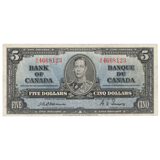 BC-23a 1937 Canada $5 Osborne-Towers, A/C, VF