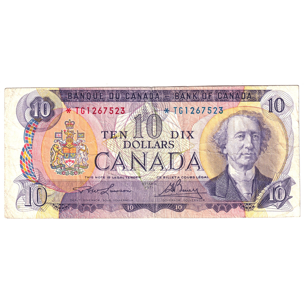 BC-49cA 1971 Canada $10 Lawson-Bouey, *TG, F