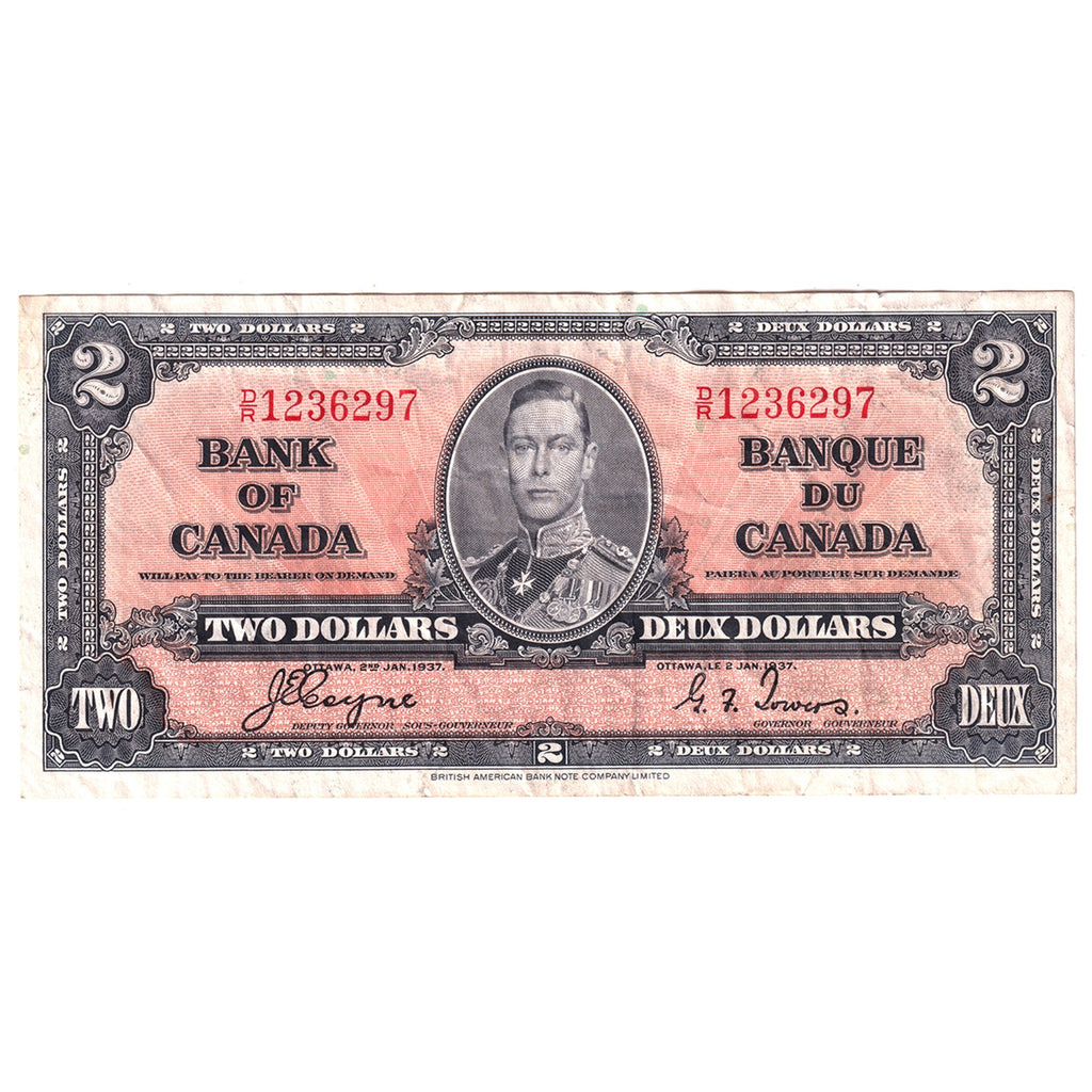 BC-22c 1937 Canada $2 Coyne-Towers, D/R, VF