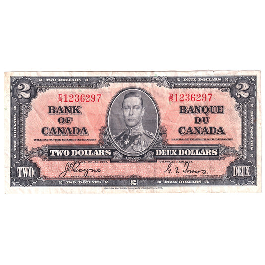 BC-22c 1937 Canada $2 Coyne-Towers, D/R, VF