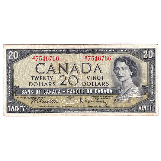 BC-41b 1954 Canada $20 Beattie-Rasminsky, M/E, F-VF