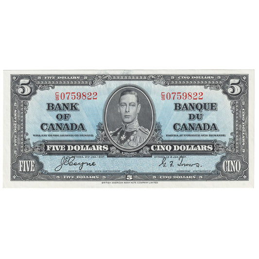 BC-23c 1937 Canada $5 Coyne-Towers, C/S, AU