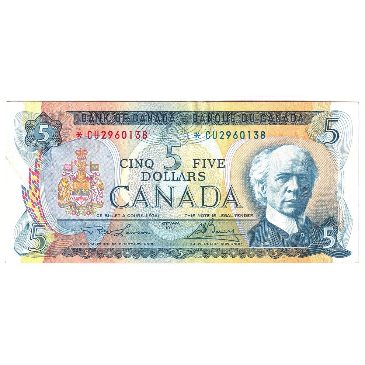 BC-48bA 1972 Canada $5 Lawson-Bouey, *CU, VF