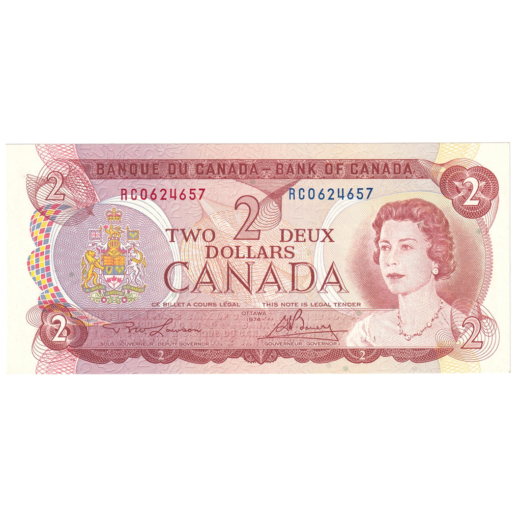 BC-47a 1974 Canada $2 Lawson-Bouey, RC, AU-UNC