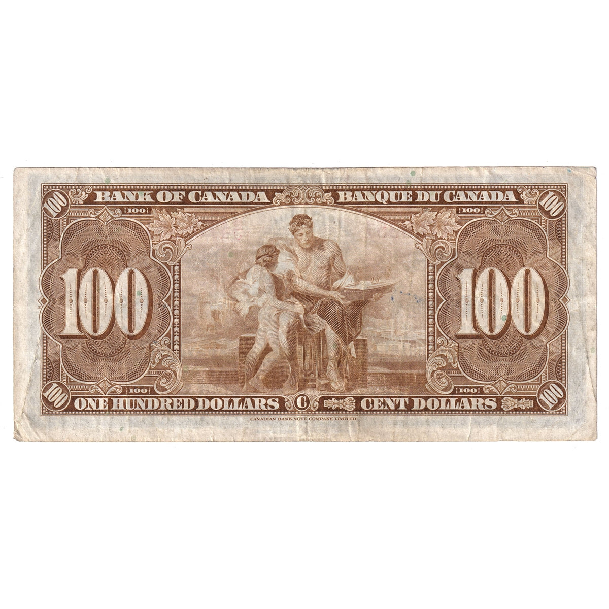 BC-27c 1954 Canada $100 Coyne-Towers, B/J, VF