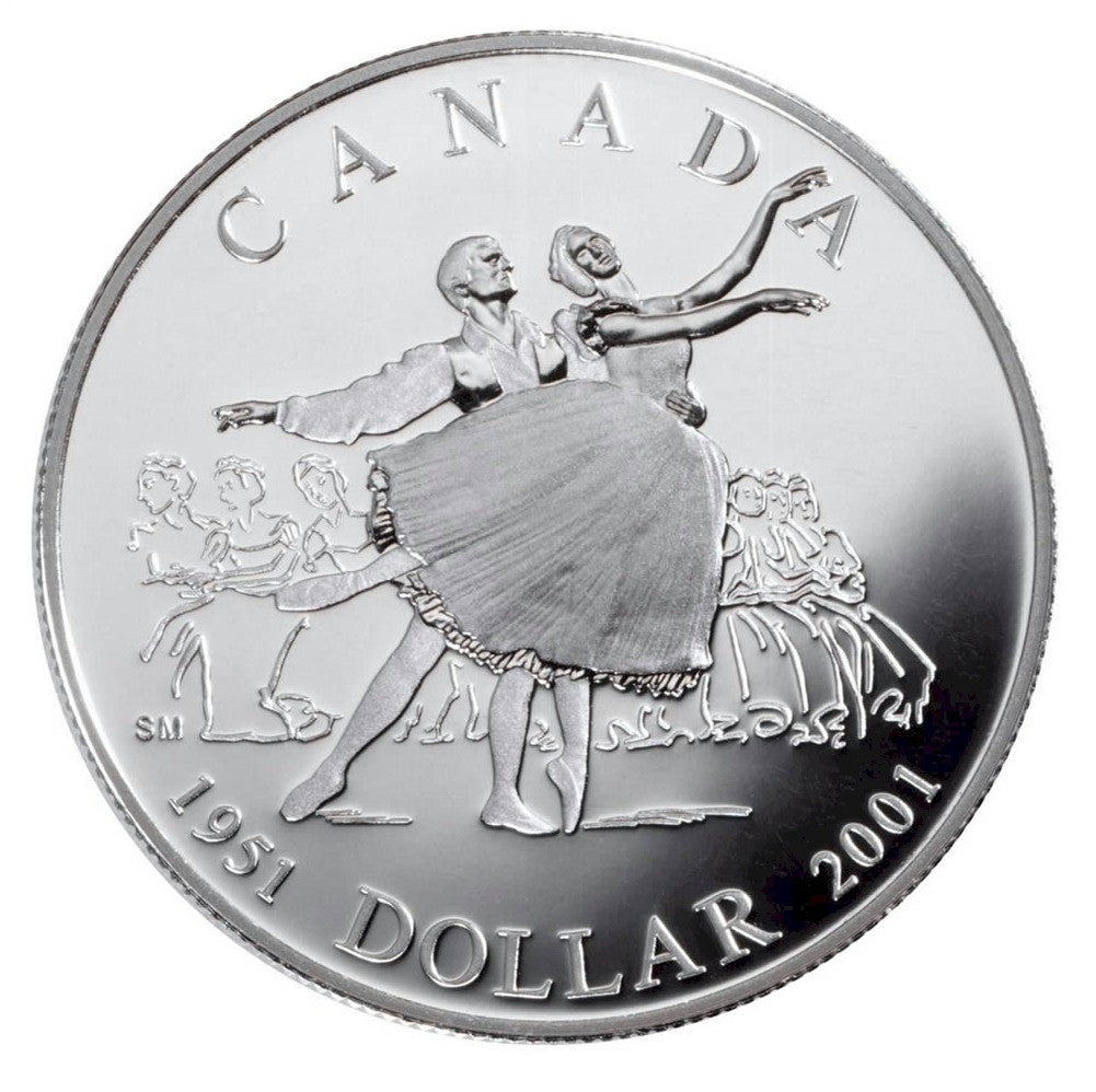 2001 Canada 50th Anniversary National Ballet Proof Sterling Silver Dollar