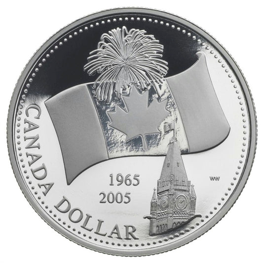 2005 Canada $1 40th Anniversary National Flag Proof Silver (NO Tax)