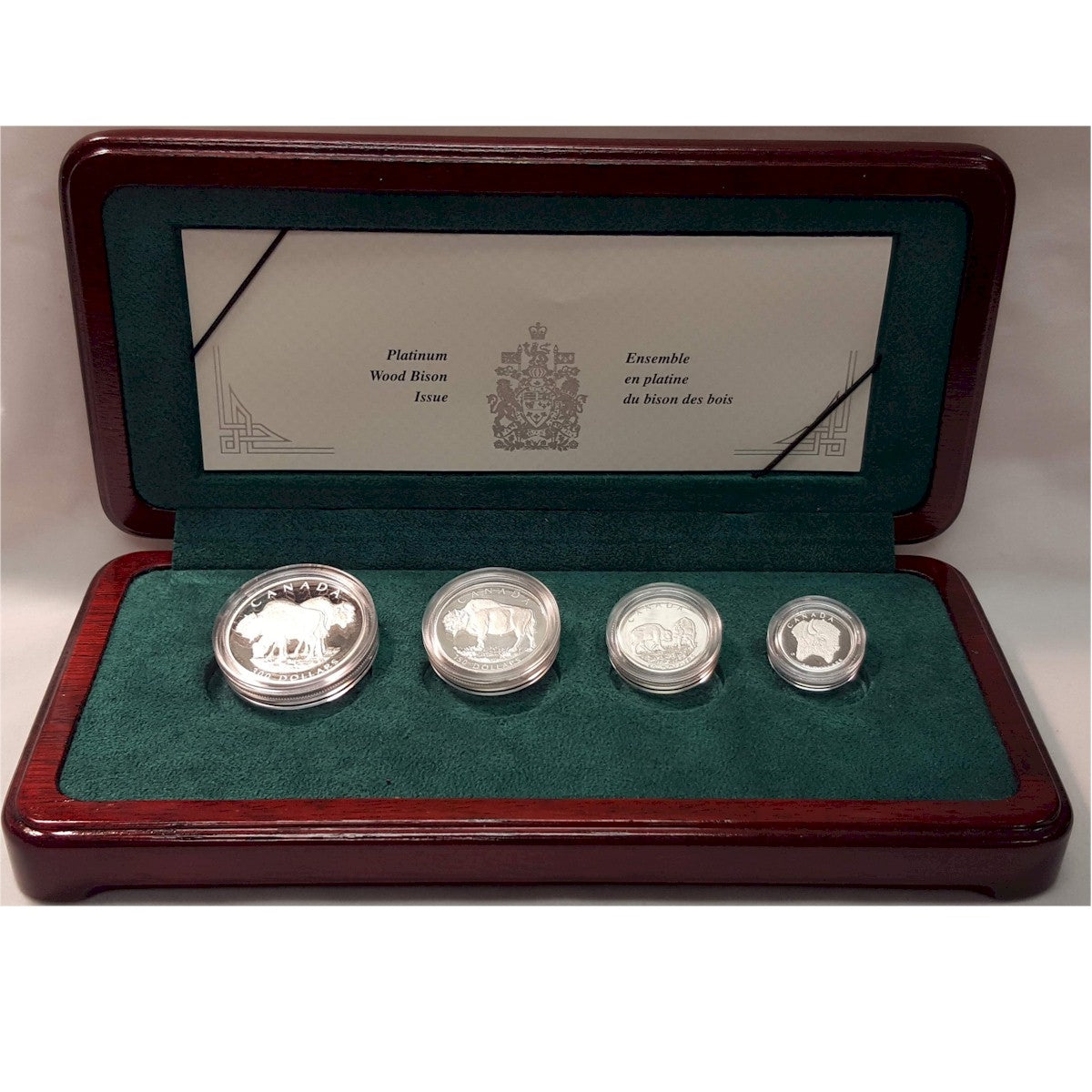 1997 Canada Wood Bison Platinum 4 Coin Set (No Tax) scratched capsules