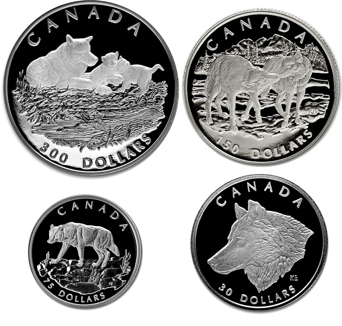 1998 Canada Grey Wolf Platinum 4 Coin Set - #4 (TAX Exempt)