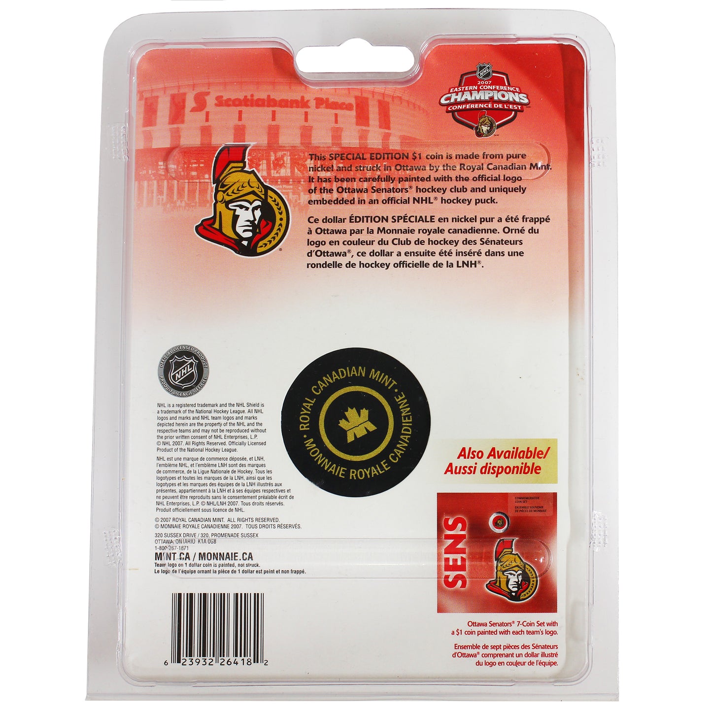 2008 Canada $1 Ottawa Senators NHL Coin Puck Set