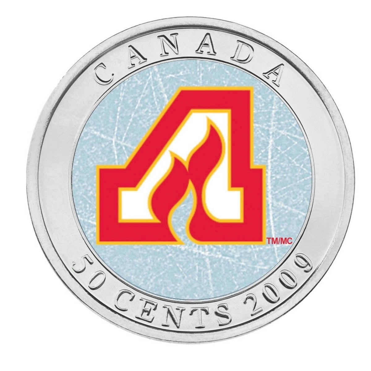 2009 Canada 50-cent Calgary Flames Hockey Coin Puck