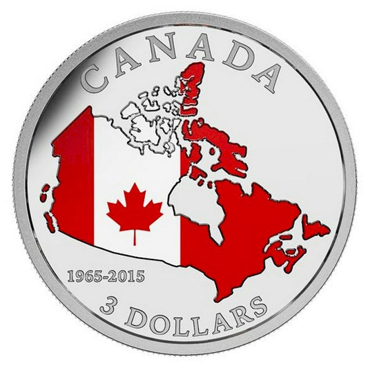 RDC 2015 $3 50th Anniversary of the Canadian Flag Fine Silver (No Tax) Issues