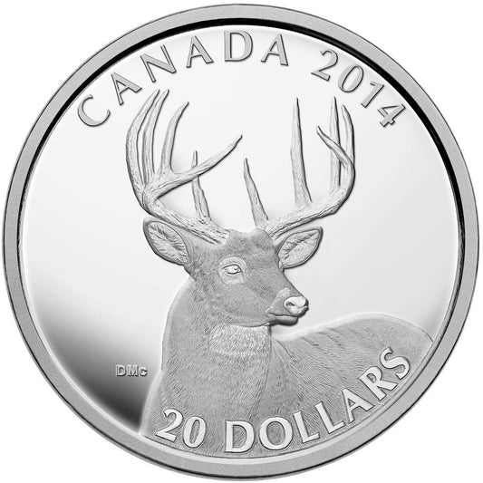 RDC 2014 Canada $20 White-Tailed Deer - Portrait Fine Silver (No Tax) Issues