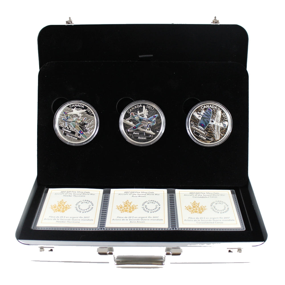 2017 Canada $20 Aircraft of WWII 3-Coin Set in Deluxe Case (No Tax)