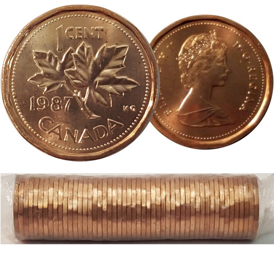 1987 Canada 1-cent Original Roll of 50pcs