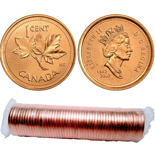 2002 No P Canada 1-cent Original Roll of 50pcs