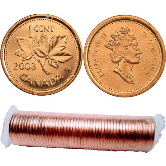 2003 No P Old Effigy Canada 1-cent Original Roll of 50pcs