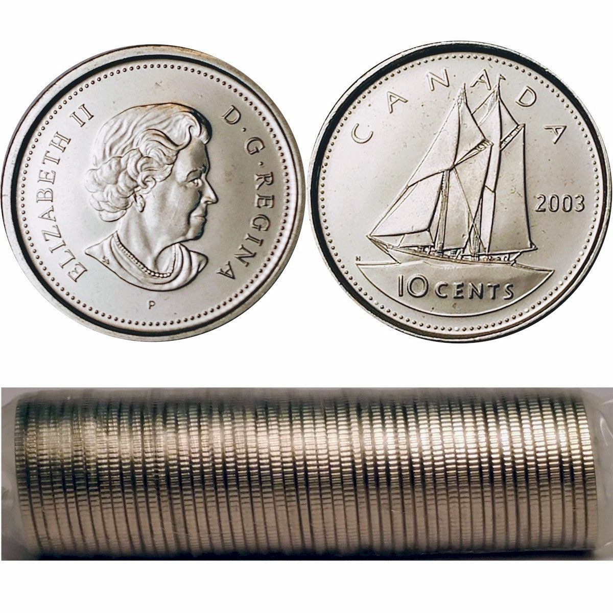 2003-P New Effigy Canada 10-cent Original Roll of 50pcs