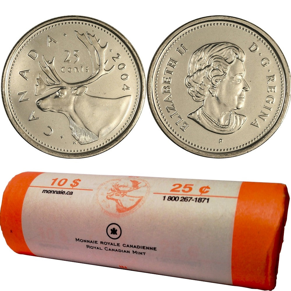 2004-P Canada Caribou 25-cent Original Roll of 40pcs