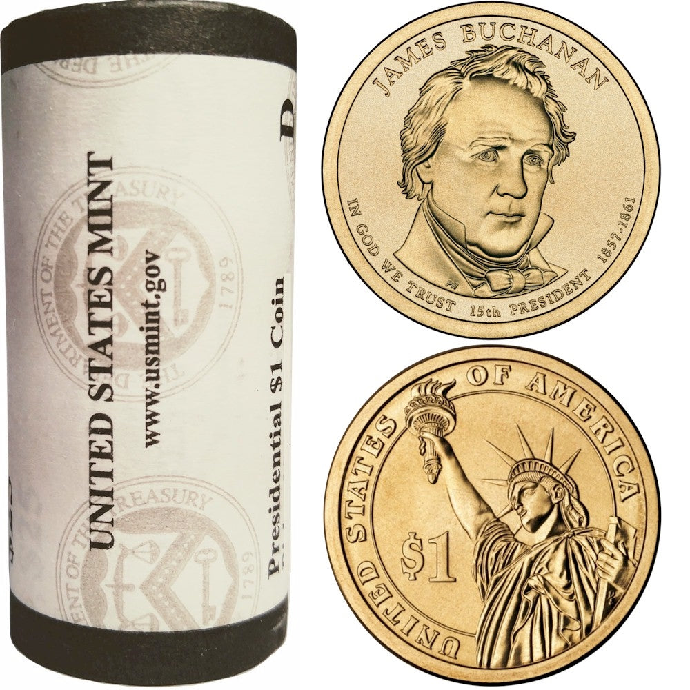 2010 US Presidential Dollars - James Buchanan D - Roll of 25pcs