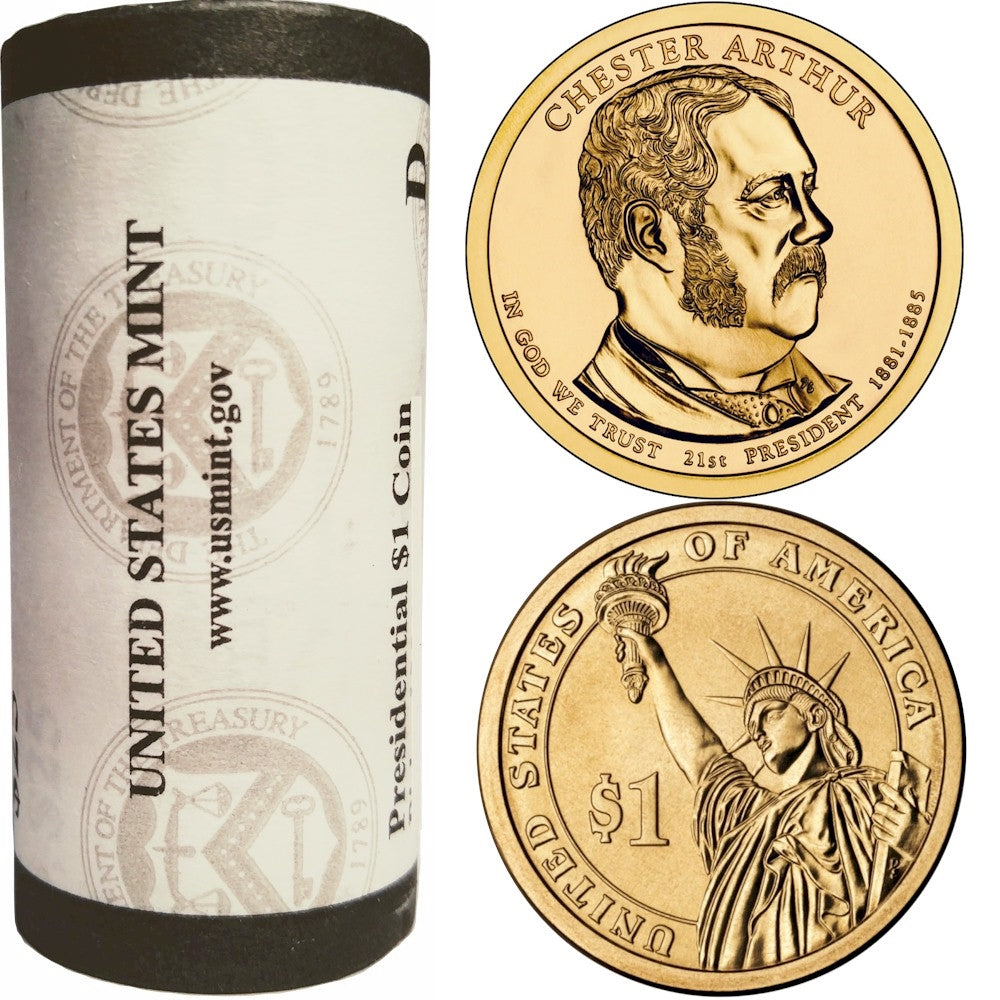 2012 US Presidential Dollar - Chester Arthur P - Original Roll of 25pc