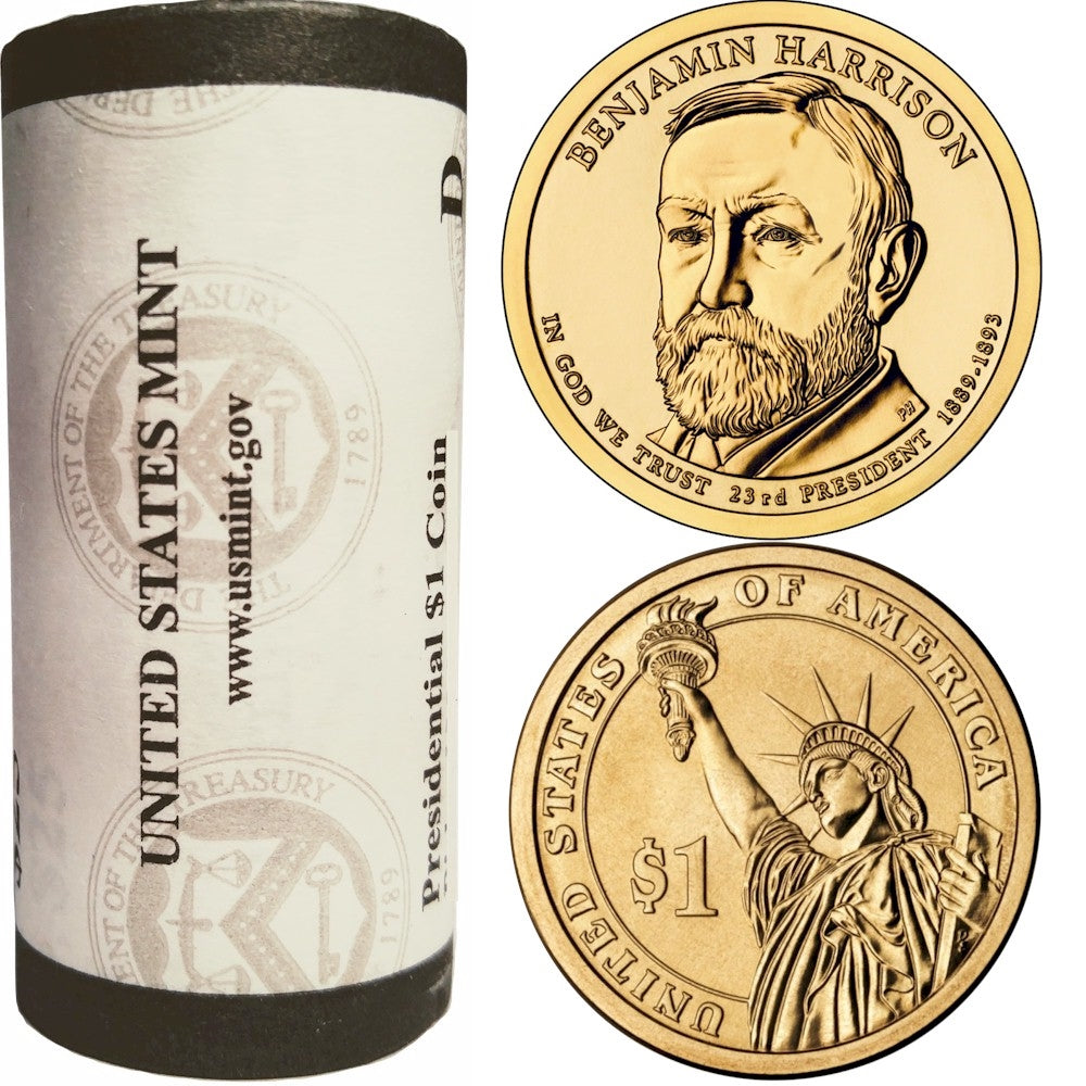 2012 US Presidential Dollar - Benjamin Harrison D - Original Roll of 25pcs