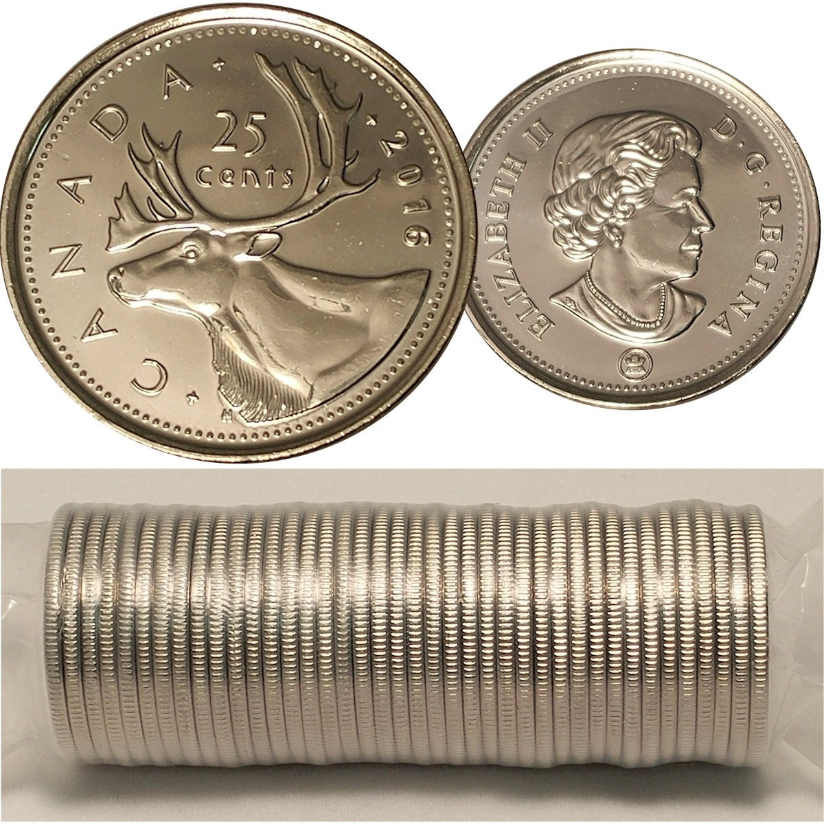 2016 Caribou Canada 25-cent Original Roll of 40pcs.