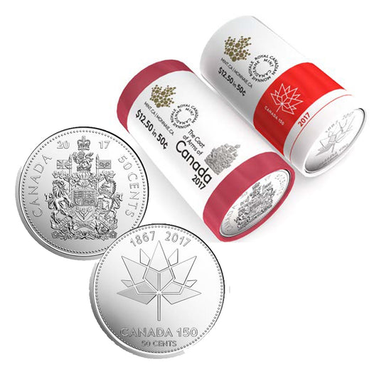 2017 Canada 50-cent Coat of Arms & Canada 150th Special Wrap Roll Set - 2 rolls