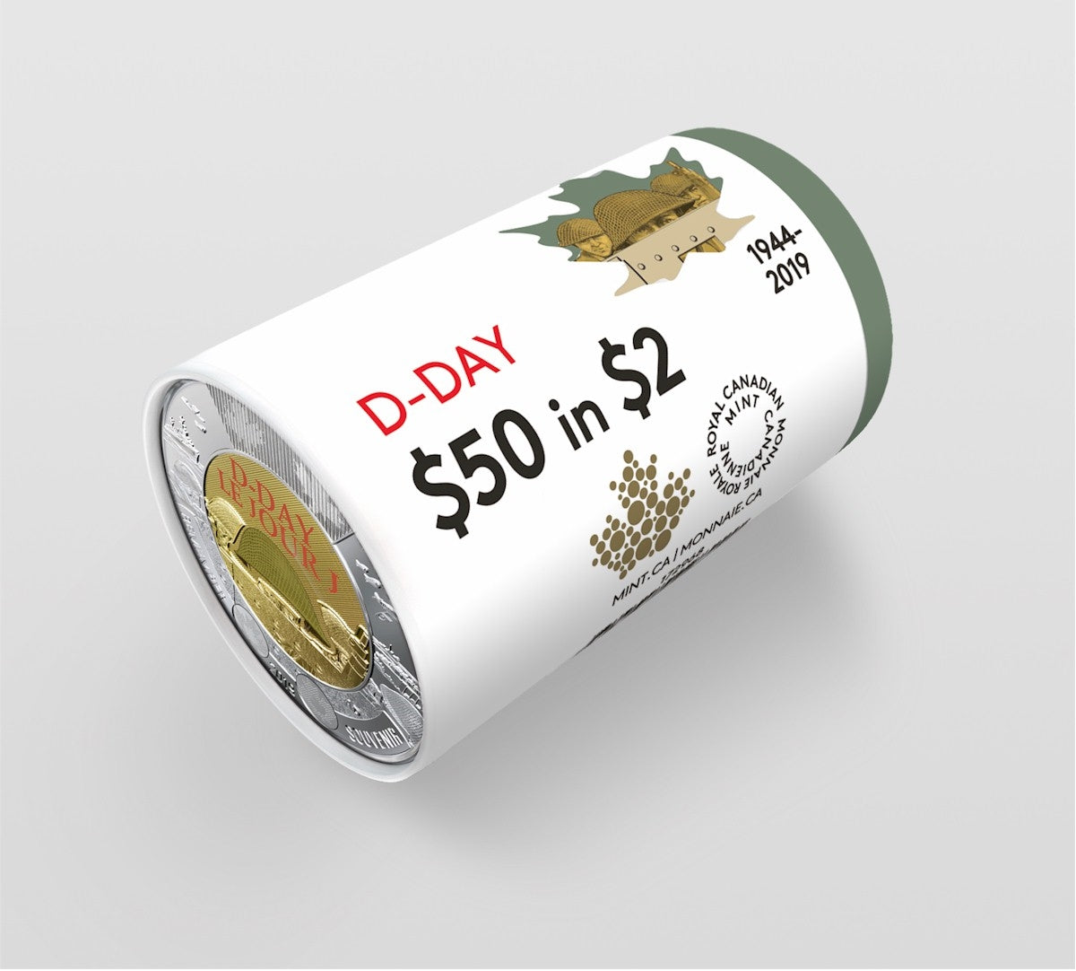 2019 Canada $2 Coloured D-Day Special Wrap Original Roll of 25pcs