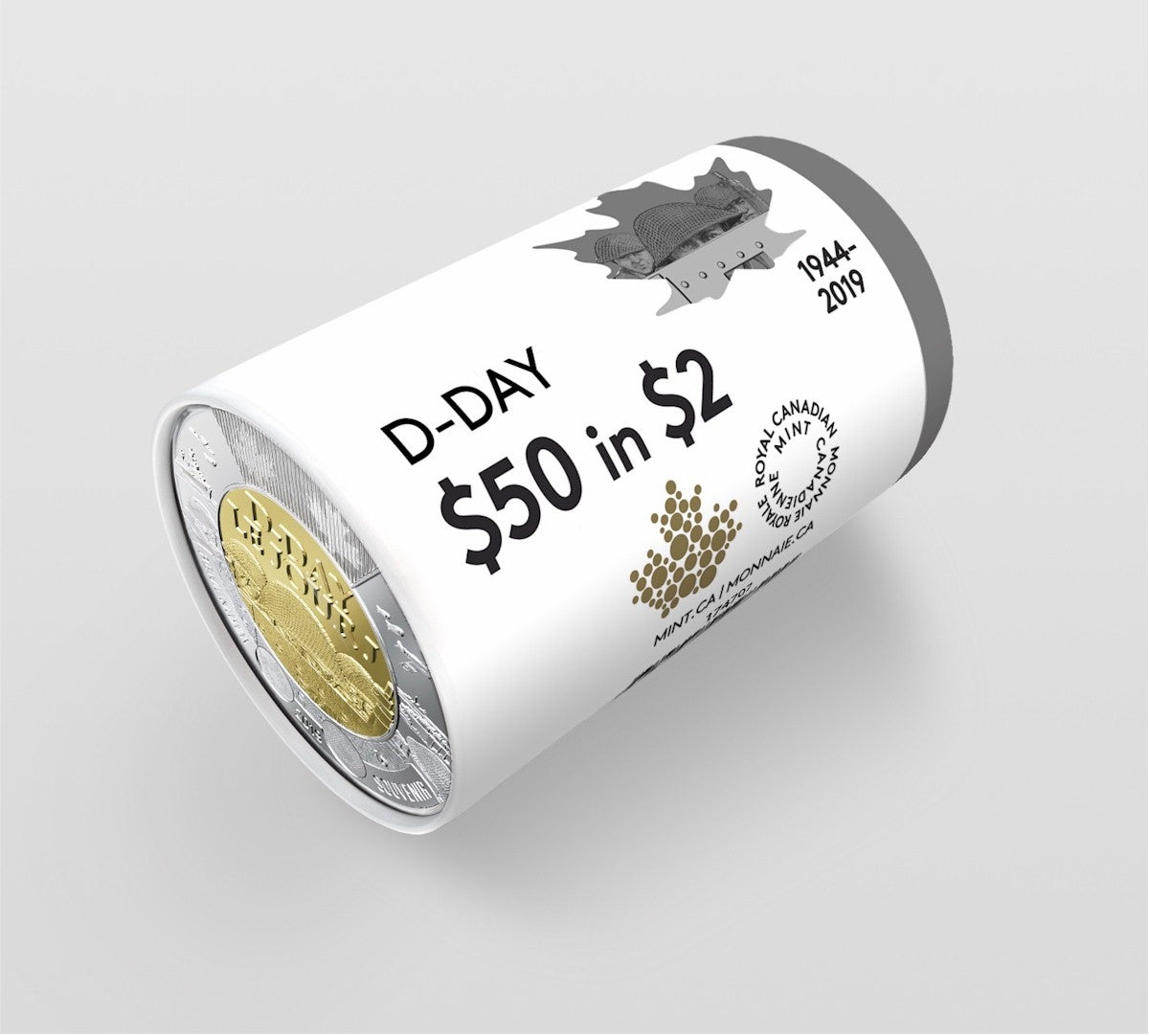 2019 Canada $2 D-Day Special Wrap Roll Collection - Coloured & Non-Coloured. 2 ROLLS