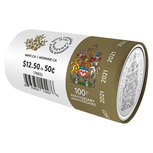 2021 Canada Special Wrapped 50-cent Roll (Regular Coat of Arms)