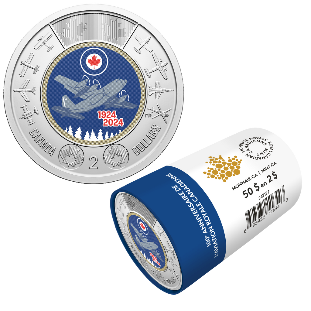 (Pre-Order) 2024 Canada $2 Coloured 100th Anniversary of the Royal Canadian Air Force Special Wrap Roll of 25pcs