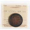 LC-10B1 1839 Lower Canada "Side View" Bank of Montreal Half Penny Token ICCS Cert. F-12