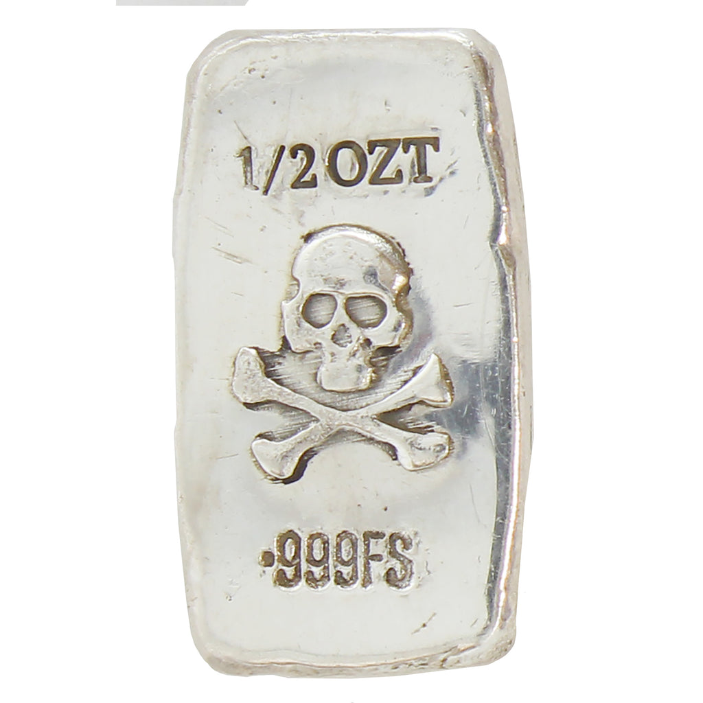 RSSC 1/2oz Skull & Crossbones .999 Fine Silver Bar (No Tax) Scratches