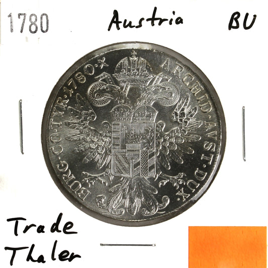 1780 Austria Maria Theresa Silver Thaler Restrike Brilliant Uncirculated (MS-63)