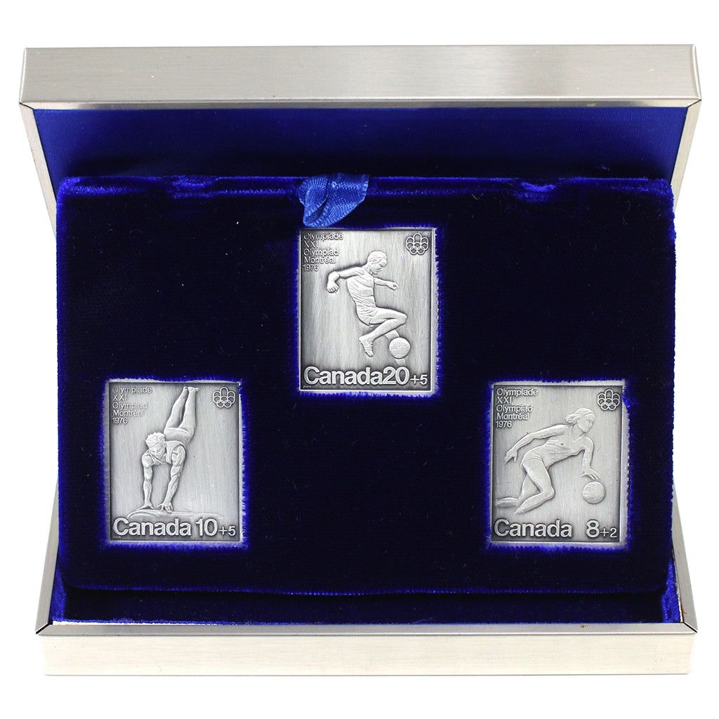 1976 Canada Summer Olympic Team Sports & Gym 1.5oz. Silver 3-Stamp Set (No Tax) Issues